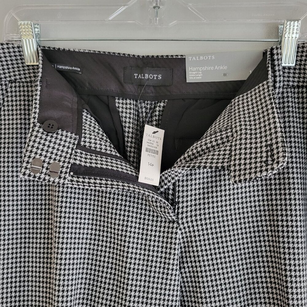 NWT Talbots Hampshire Ankle Pants - Houndstooth Size 14P - Picture 7 of 14